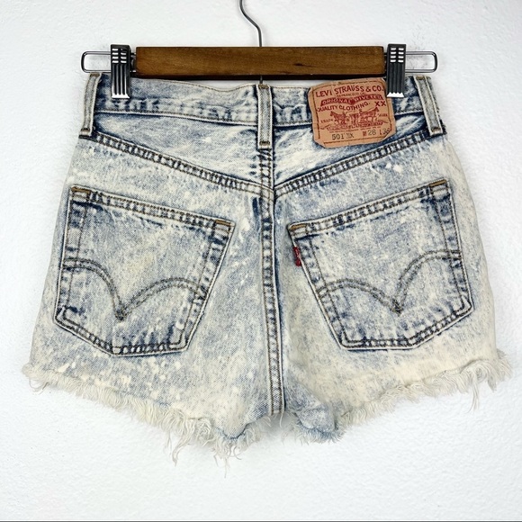LEVI’S Vintage Acid Washed 501XX Cut-off Shorts, Distressed, Vintage Size 28 - Picture 3 of 7